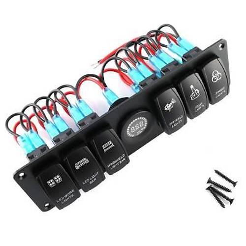 6'l ON-OFF Ikl Anahtar Switch Panel 12V-24V Voltaj Gstergeli
