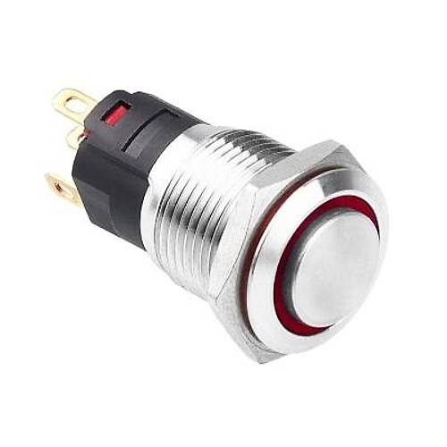16A-G1-E 16mm kk Yayl Ikl Metal Buton - Krmz