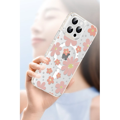 Joko Apple iPhone 14 Floral Magsafe Kapak - Pembe