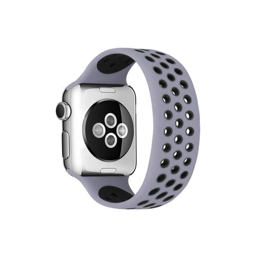 Newface Apple Watch 38mm Ayarl Delikli Silikon Kordon - Gri-Siyah
