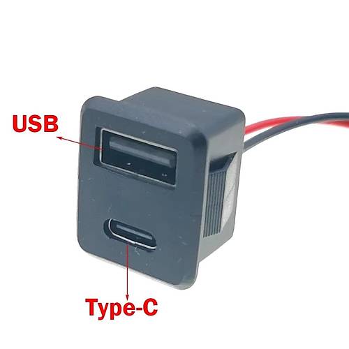 IC-266T-4 Pano Tip Kare Type-C + USB arj Soketi