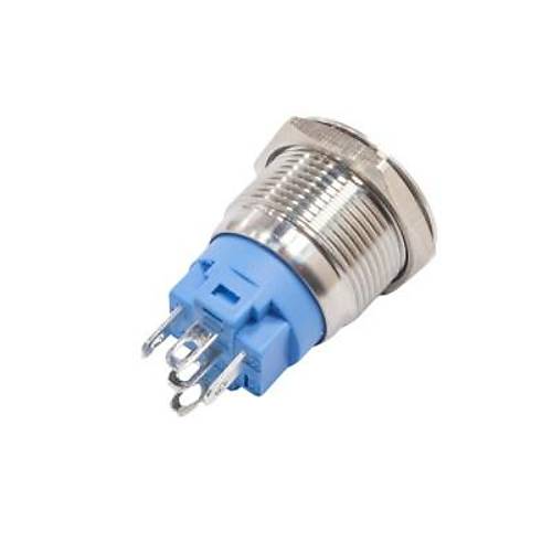 19FXHX 19mm Dz Anahtarl Ikl Led aretli Metal Buton - Beyaz