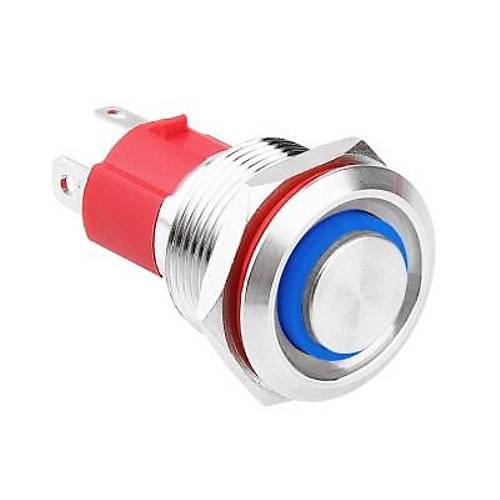 19D-G1Z-E 19mm kk Anahtarl Ikl Metal Buton - Mavi