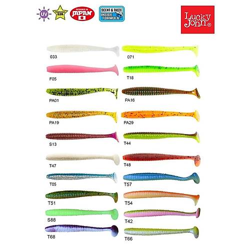 Lucky John S-Shad Tail 3.8'' (9.65 cm) 5P Silikon Yem
