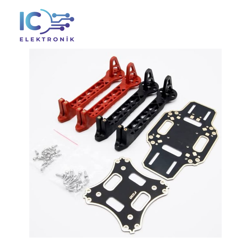 F450 PCB Kartlı Quadcopter Gövde Kiti - Kırmızı/Siyah Kollar