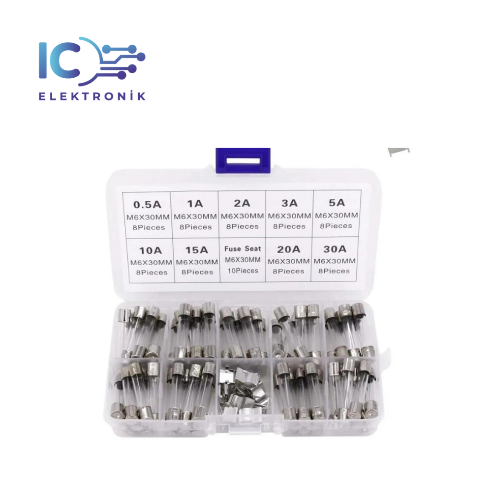 Glass Fuse Set 6x30 mm 72 Pcs In 9 Kinds of 250v Transparent box