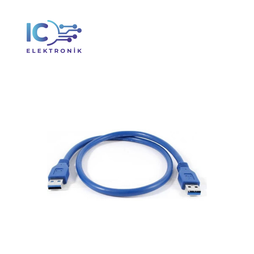 USB 2.0 Erkek To Erkek Data Ve Şarj Kablosu Mavi 50cm