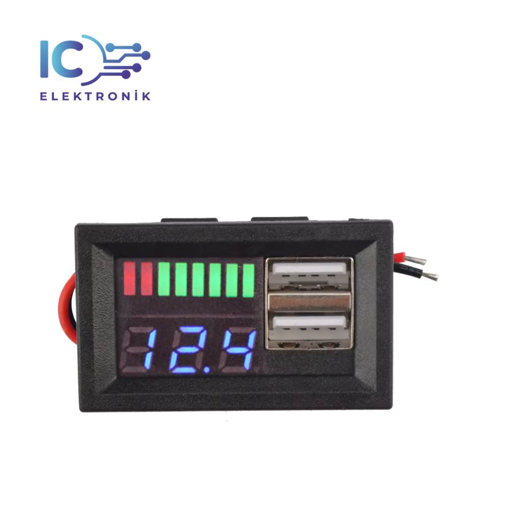 Double USB Digital Display Voltmeter Battery  5V 2.1A