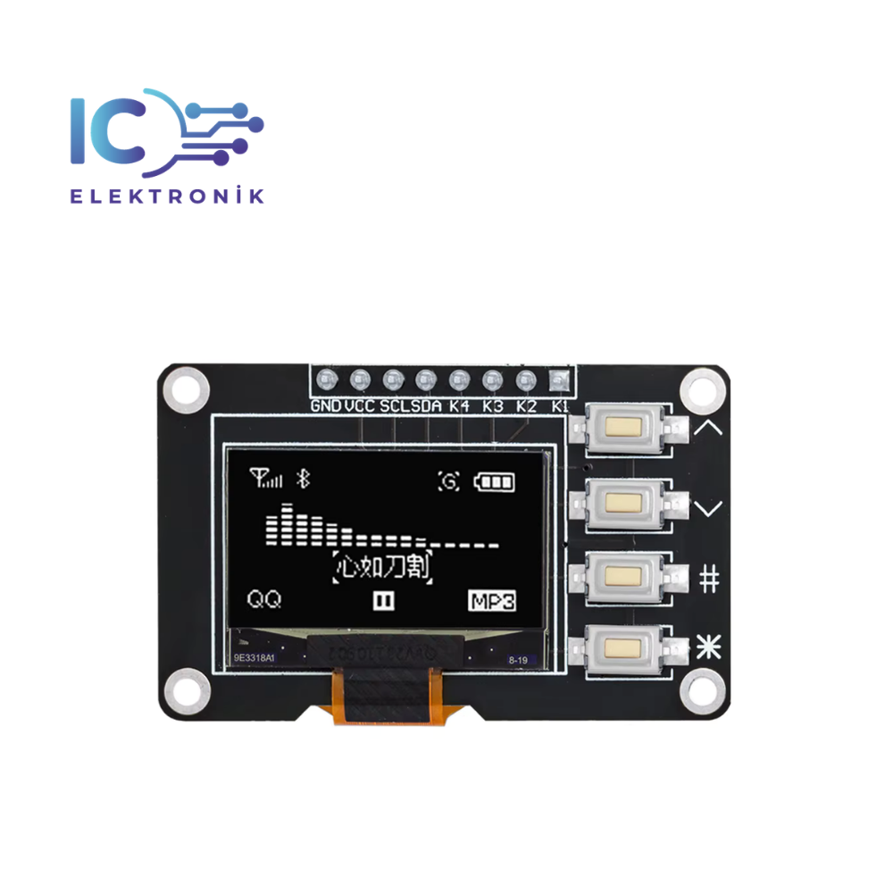0.96" 128x64 4 Pin Butonlu Oled Grafik Lcd Ekran I2C SSD1315 Beyaz