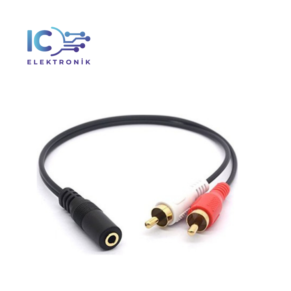 3.5mm Stereo Dişi 2 x RCA Erkek (M) Ses Kablosu