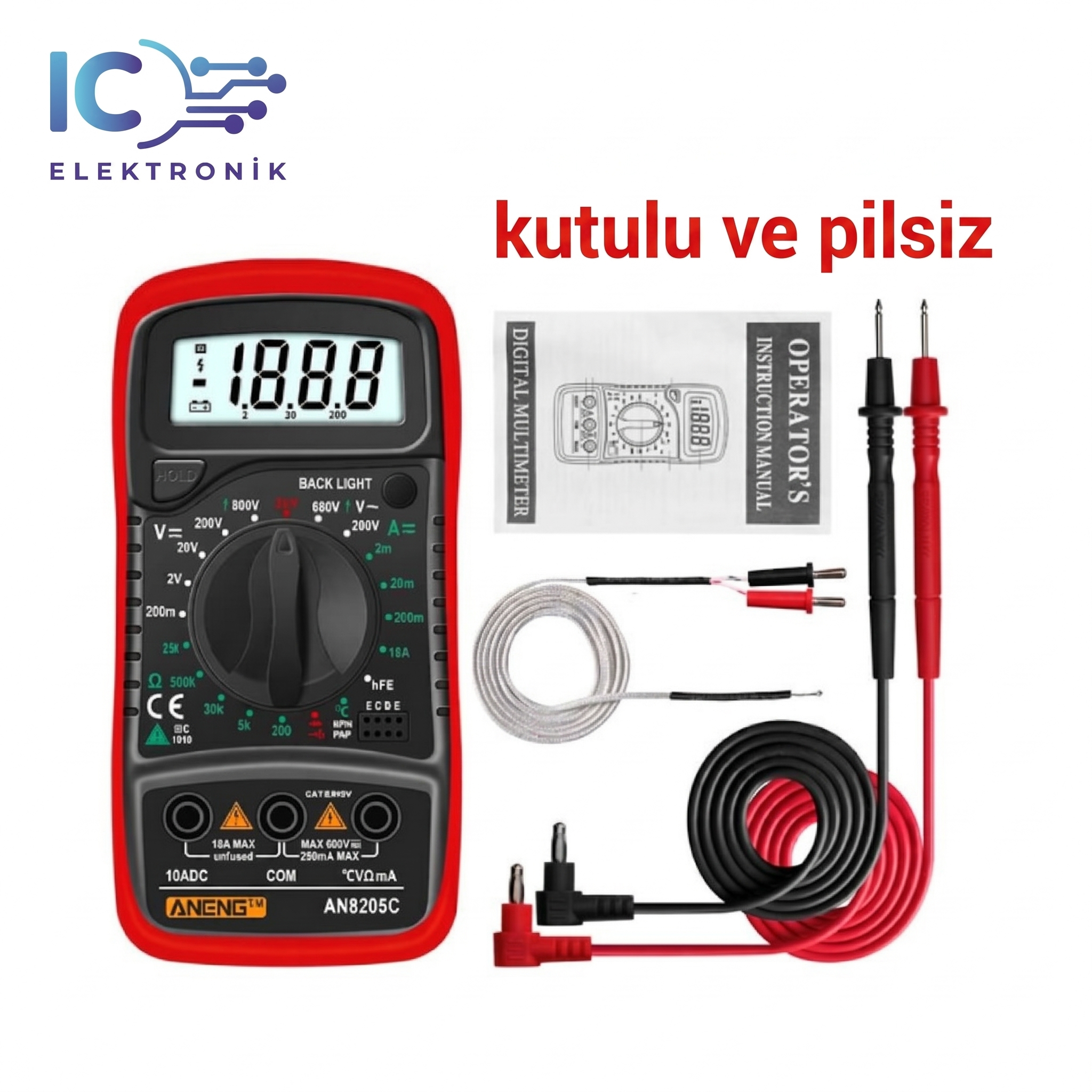 (Kutulu ve Pilsiz) Aneng AN8205C Dijital Multimetre
