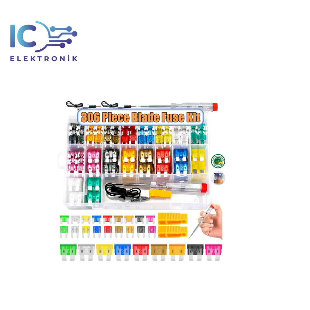 306 Piece 27 Types Vehicle Fuse Set in Plastic Bag (Mini / Large Size Blade Type)