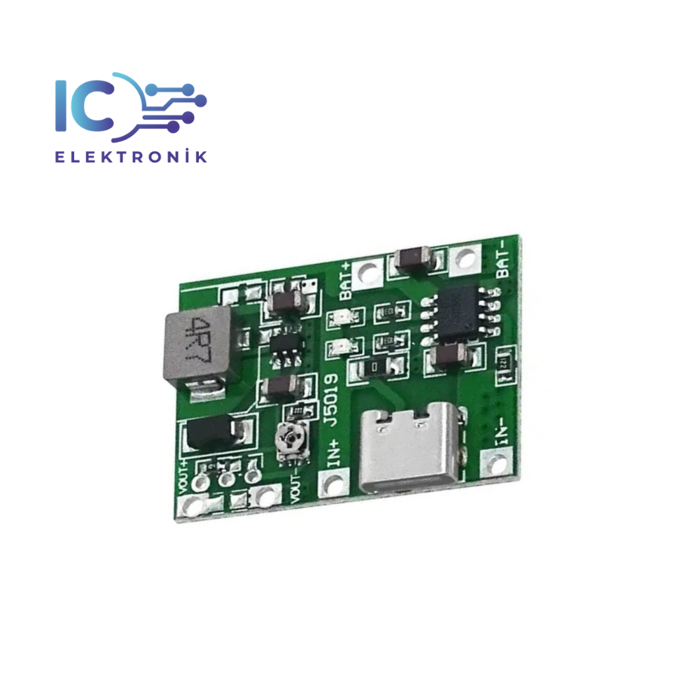 TP4056 Pil Şarj ve Voltaj Yükseltici 3.7V 4.2V Type-C Usb