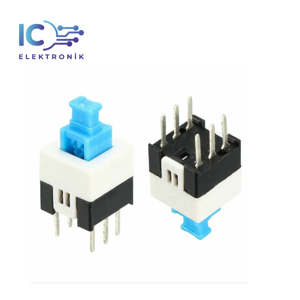 Tactile Push Button On - Off Anahtarlı Switch 7x7 Mm 6 Bacaklı Kilitli