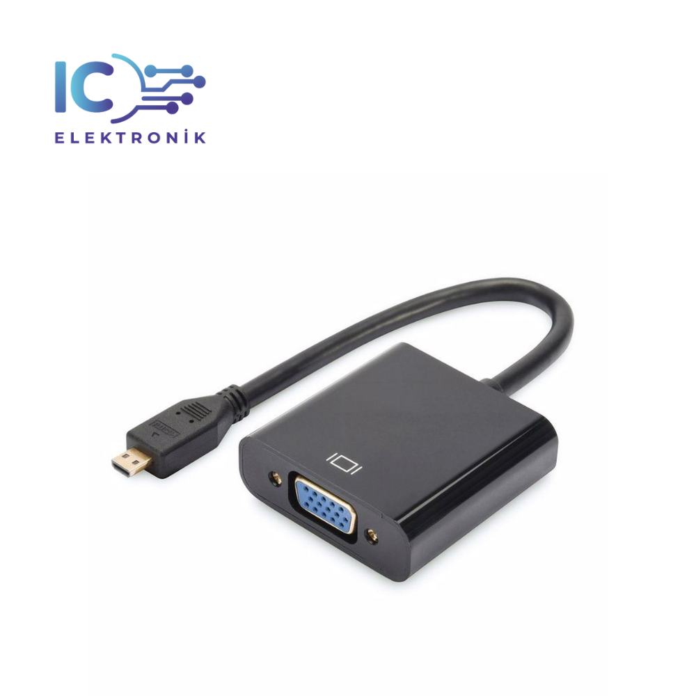Micro Hdmi to Vga Kablo Dönüştürücü Çevirici Adaptör Siyah