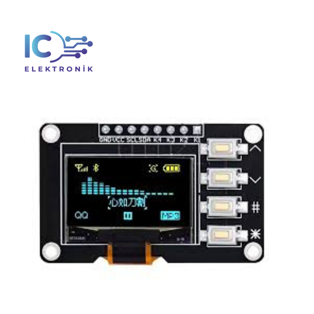 0.96" 128x64 4 Pin Butonlu Oled Grafik Lcd Ekran I2C SSD1315 Sarı-Mavi