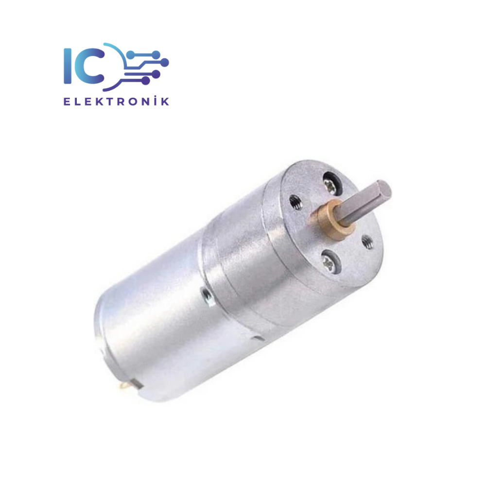 12V 25mm 60 RPM Redüktörlü DC Motor
