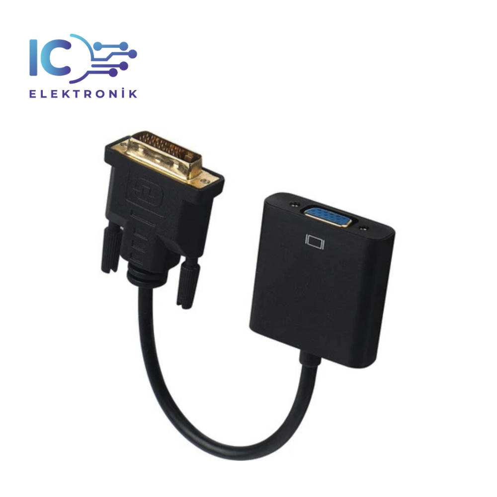 DVI-D (24+1) To Vga Aktif Dönüştürücü Adaptör Kablo Siyah DVI-D Erkek VGA Dişi