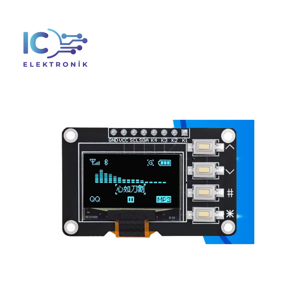0.96" 128x64 4 Pin Butonlu Oled Grafik Lcd Ekran I2C SSD1315 Mavi
