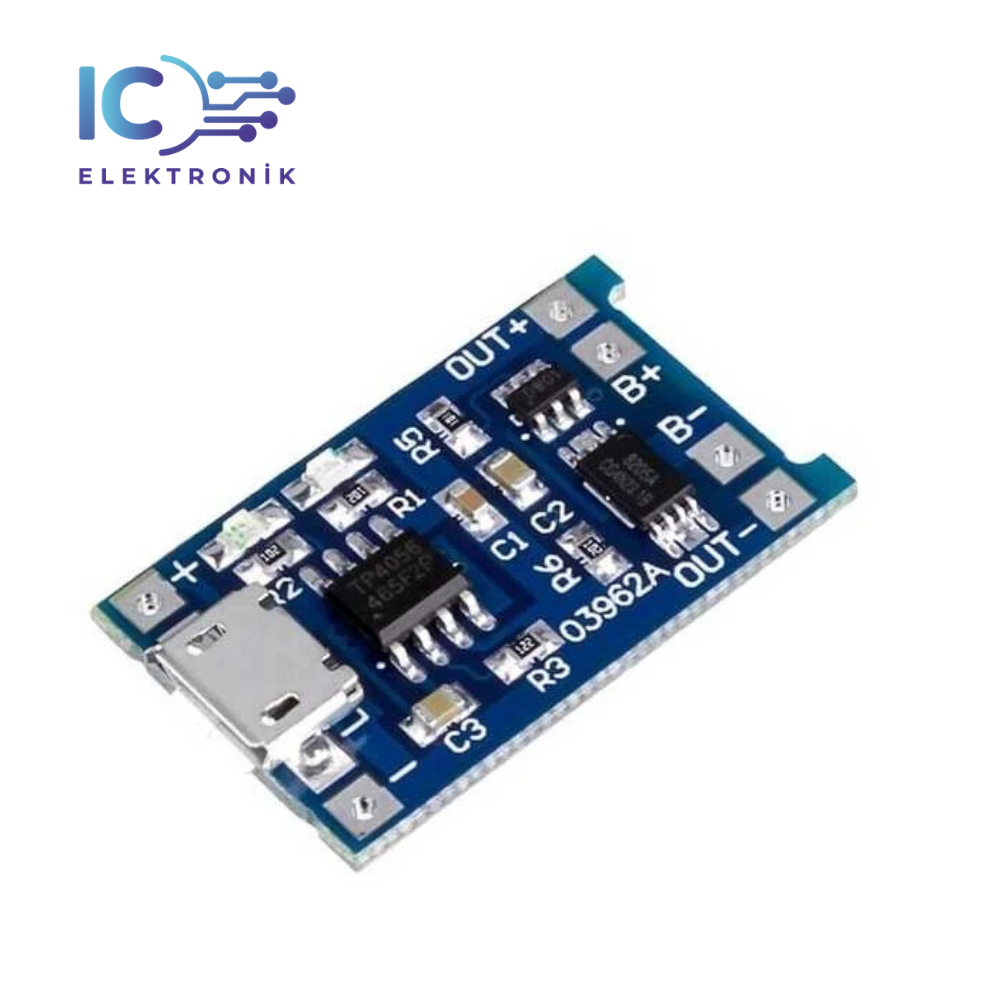 TP4056 1A Lipo - Li Ion Pil Şarj Devresi Micro USB Girişli - 1S Lipo Pil Uyumlu
