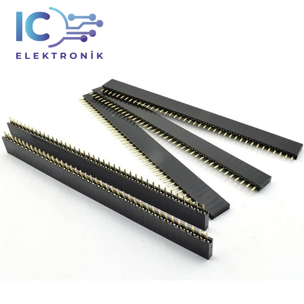 1x40 180 Degree Female Pin Header  102mm genişliğinde 11.5mm yüksekliğinde 2pin arası 2.54mm