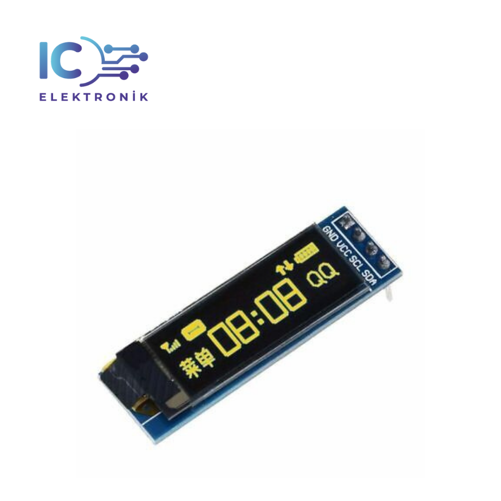 0.91'' 128x32 Oled LCD Ekran-sarı
