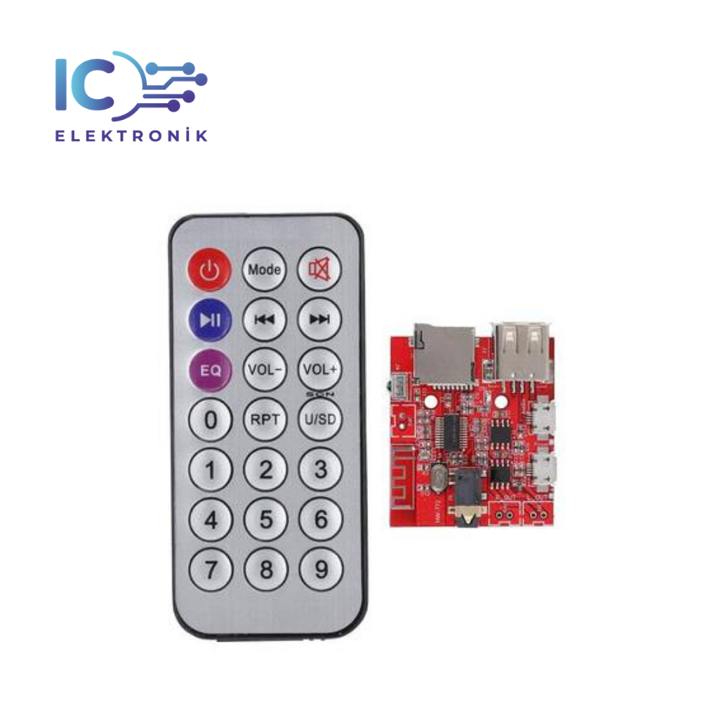 MP3 Kumandalı Bluetooth Amfi Devresi SD Kart + USB