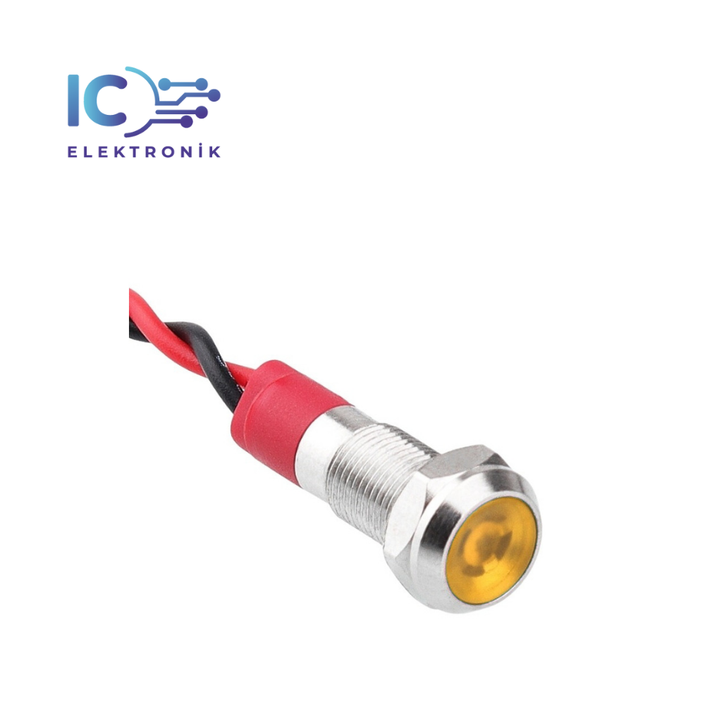06L-P1 Metal Signal Lamp with 6mm 12-24V Cable - Yellow