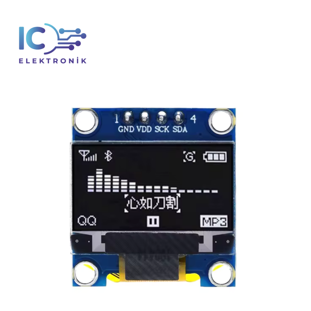 0.96 inch I2C OLED Ekran 128x64-Beyaz