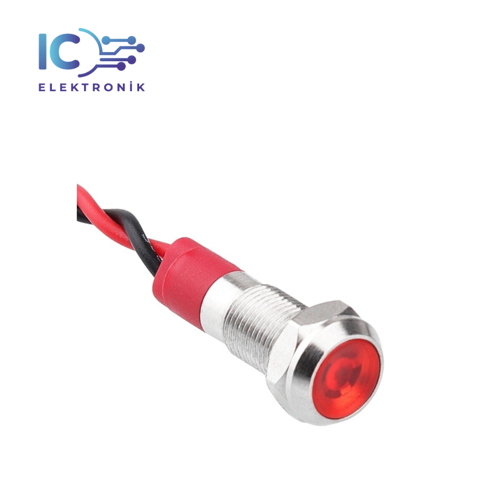 06L-P1 Metal Signal Lamp with 6mm 12-24V Cable - Red