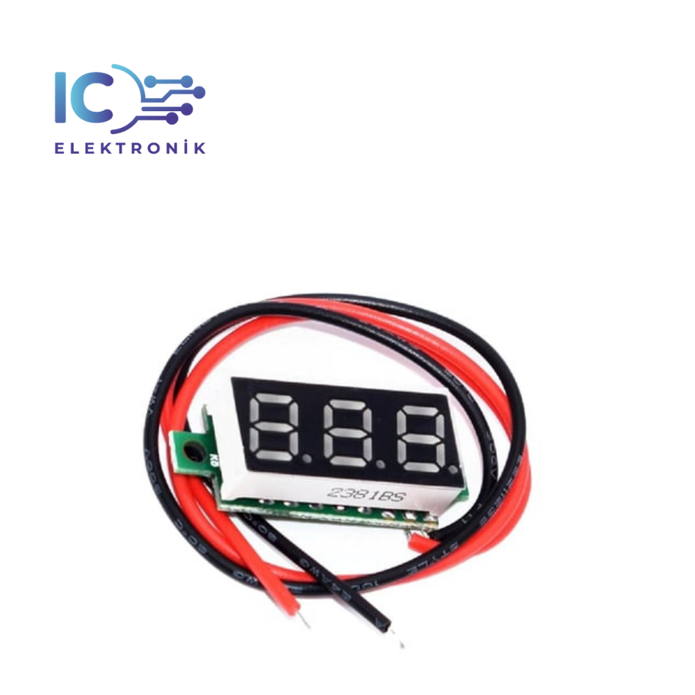 Dijital Mini 0.28'' 4.5-30V DC Kırmızı Voltmetre 2 Cable
