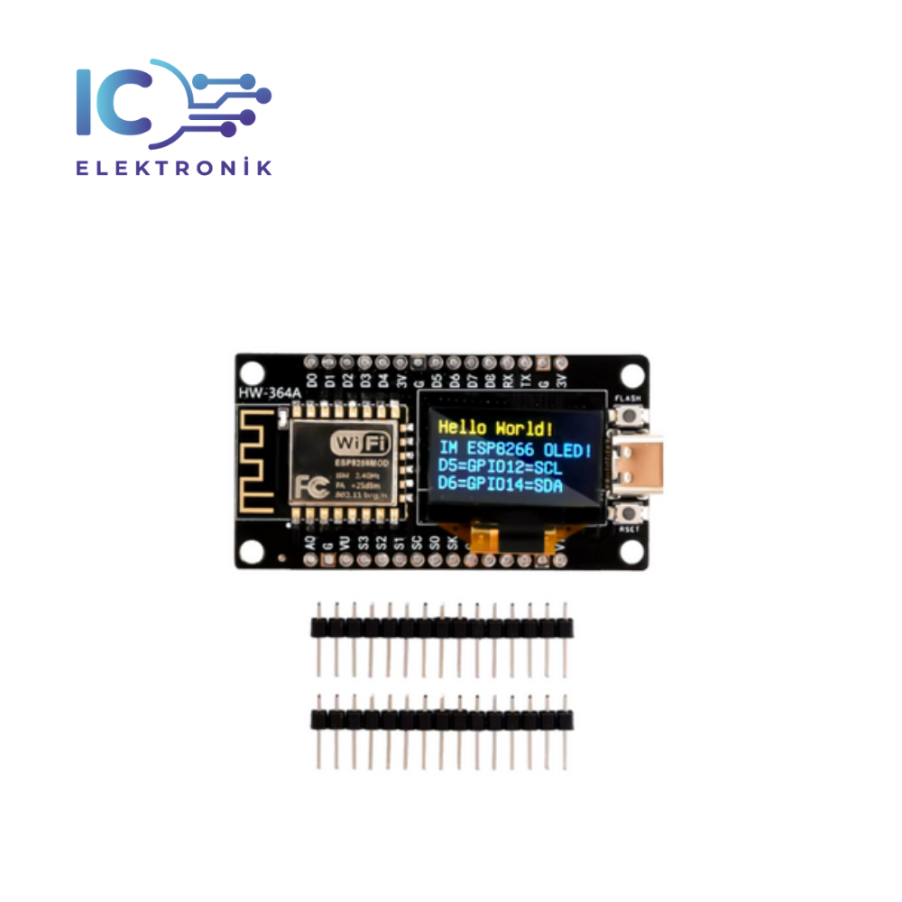 NodeMCU ESP8266 0.96 Inch OLED Wifi Geliştirme Modülü Type-C