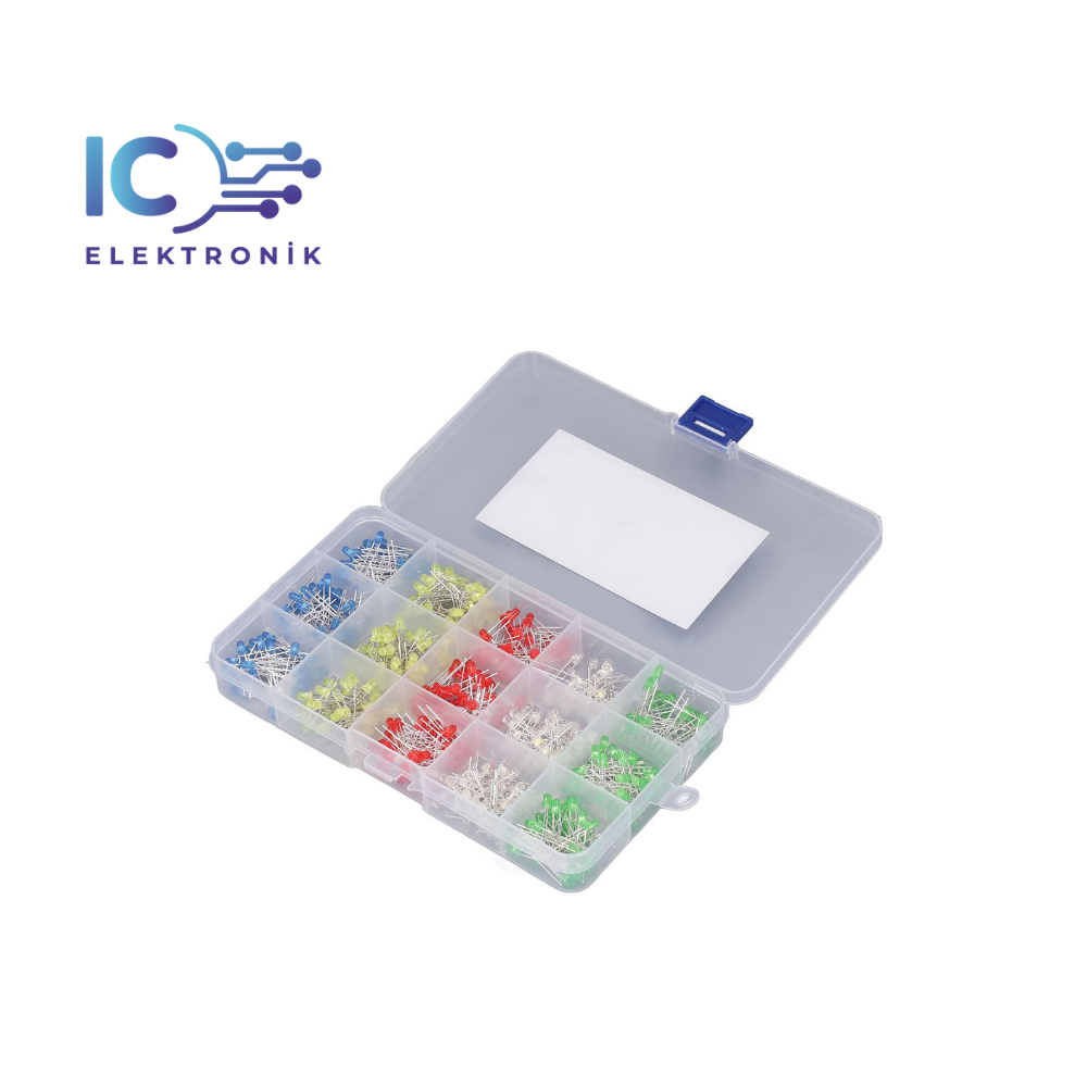 500 Pcs 3mm  Led Set In a Plastic Box In White Red Blue Green Yellow Colors