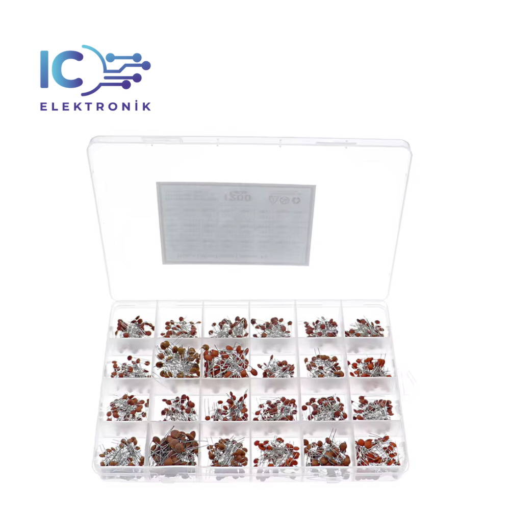 1200PCS 2pF/100nF Ceramic Lentil Capacitor Set In Transparent Box With 24 Different Values