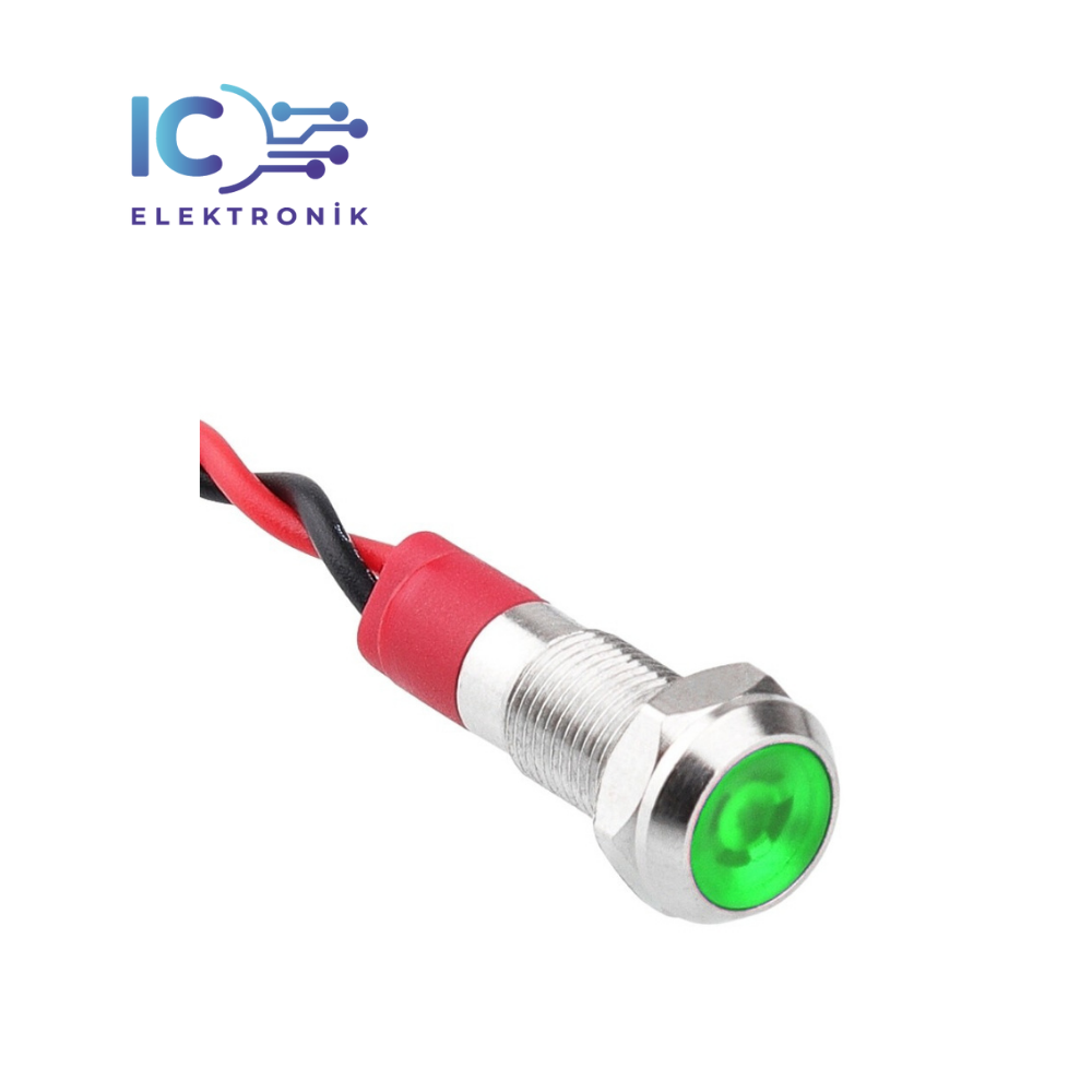 06L-P1 Metal Signal Lamp with 6mm 12-24V Cable - Green