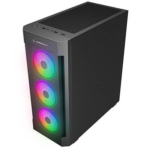 RAMPAGE VIGILANT MESH 650W 80+ BRONZE SYAH TEMPERL CAMLI 4X120MM RGB FAN ATX MIDI TOWER GAMING KASA