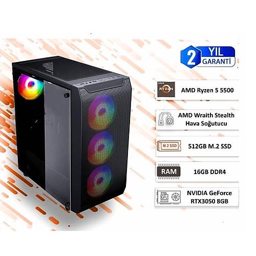 Mikro MAX M6  Gaming LWL103 Ryzen 5-5600X 32GB 1TBSSD RTX5060 650W FreeDOS Oyuncu Masast Bilgisayar