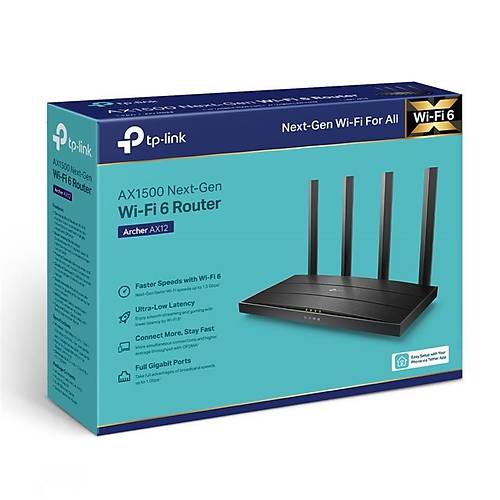 TP-LINK ARCHER AX12 AX1500 1200MBPS DUAL BAND GIGABIT WI-FI 6 ROUTER