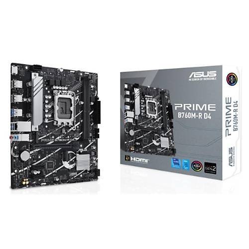 ASUS PRIME B760M-R D4 DDR4 5333MHZ 1XHDMI 2XM.2 USB 3.2 MATX 1700P (12. / 13. VE 14. NESL LEMC LE UYUMLU)