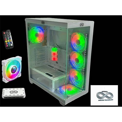 AZTECH AZT201 W5*RGB FAN UZAKTAN KUMANDA TEMPERL CAM RGB SWITCH BEYAZ AKVARYUM GAMING KASA