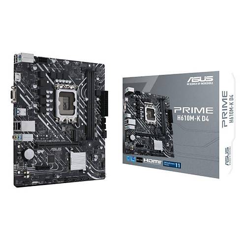 ASUS PRIME H610M-K D4 DDR4 3200MHZ 1XVGA 1XHDMI 1XM.2 USB 3.2 MATX 1700P (12. / 13. VE 14. NESL LEMC UYUMLU)