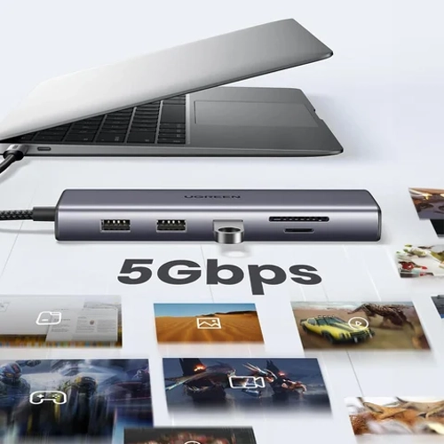 UGREEN 15600 Type-C to 3*USB 3.0 4K/30Hz HDMI VGA Gigabit Ethernet SD TF Kart Okuyucu oklayc Hub Adaptr