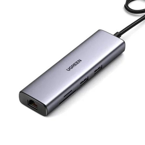 UGREEN 90568 7 in 1 1000Mbps Gigabit Ethernet HDMI Kart Okuyucu USB oklayc Hub Adaptr