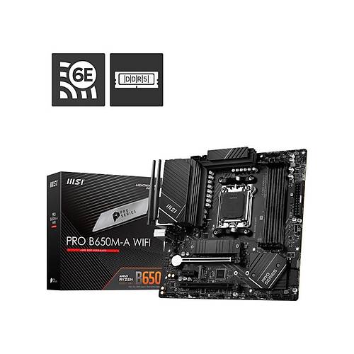 MSI PRO B650M-A WIFI DDR5 6000MHZ 1XHDMI 1XDP 2XM.2 USB 3.2 MATX AM5 ( AMD AM5 7000 SERL LEMC UYUMLU)