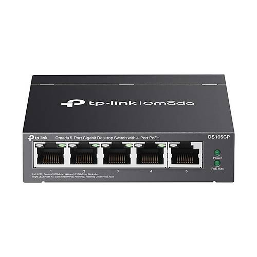 TP-LINK OMADA DS105GP 4 PORT GIGABIT + 1 PORT GIGABIT UPLINK 65W POE YNETLEMEZ SWITCH