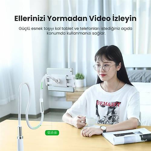 UGREEN FLEXIBLE ESNEK YATAK MASA TELEFON TUTUCU SYAH 80906