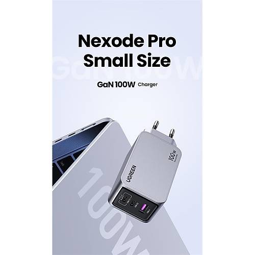 UGREEN NEXODE PRO 100W GAN HIZLI ARJ CHAZI TYPE-C QC PD 2XUSB-C, 1XUSB-A UZAY GRS 25874