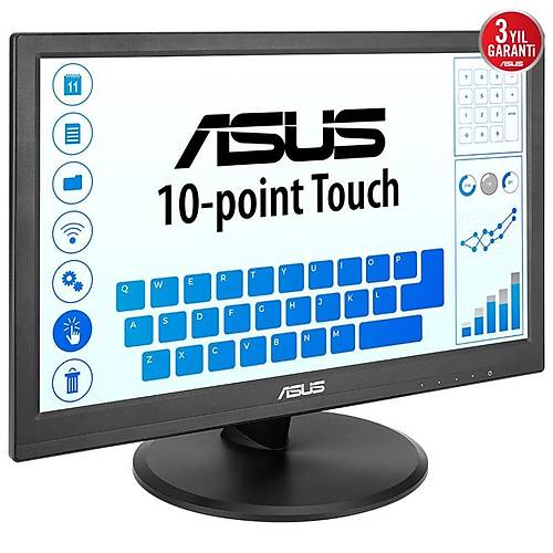 15.6 ASUS VT169HE IPS 5MS 60MHZ 1XVGA 1XHDMI FHD 1920X1080 DOKUNMATK EKRAN FLICKER FREE EREVESZ VESA SYAH