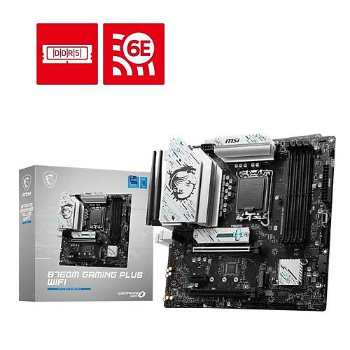 MSI B760M GAMING PLUS WIFI DDR5 6800MHZ 2XHDMI 2XDP 2XM.2 USB 3.2 MATX 1700P (12. / 13. VE 14. NESL LEMC UYUMLU)