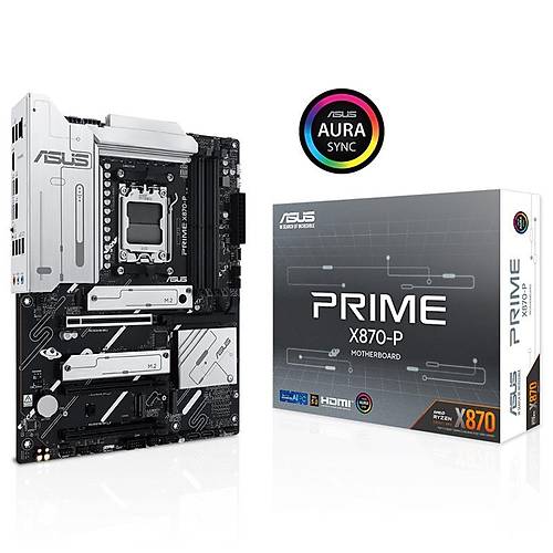 ASUS PRIME X870-P DDR5 8000MHZ 1XHDMI 2XUSB4 4XM.2 ATX AM5 (AMD AM5 9000/ 8000/ 7000 SER LEMC UYUMLU)